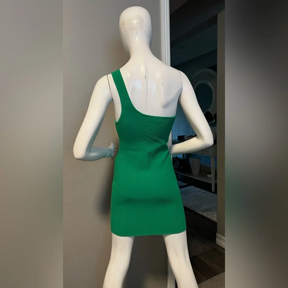 Babaton Vibrant Green One-Shoulder Dress size M - Picture 5 of 9